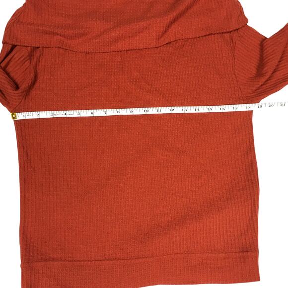 UO Out From Under Carlee Thermal Sweater Top Cowl Neck Orange Long Sleeve XS - Picture 4 of 12